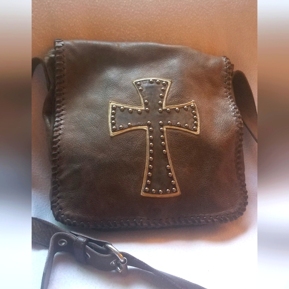 Juan Antonio Womens Brown Leather Cross Bag Purse - Picture 1 of 11